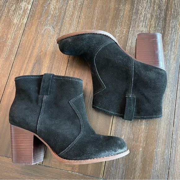 Splendid Lakota Western Black Suede Block Heel Ankle Boots - Picture 8 of 9